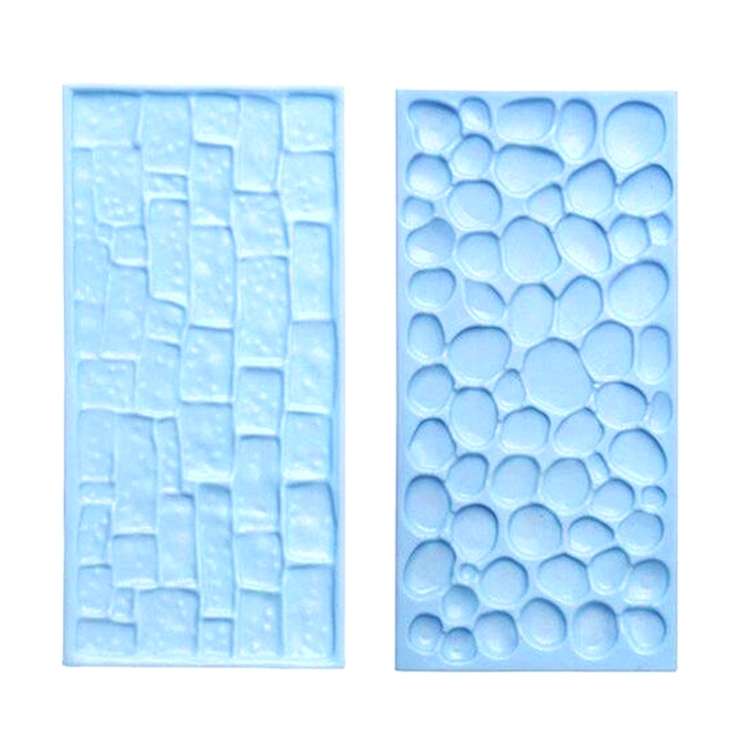 2 PCS Bark Wood Grain Fondant Printing Embossing Mold Biscuit Baking Mold Tool(Pebble)
