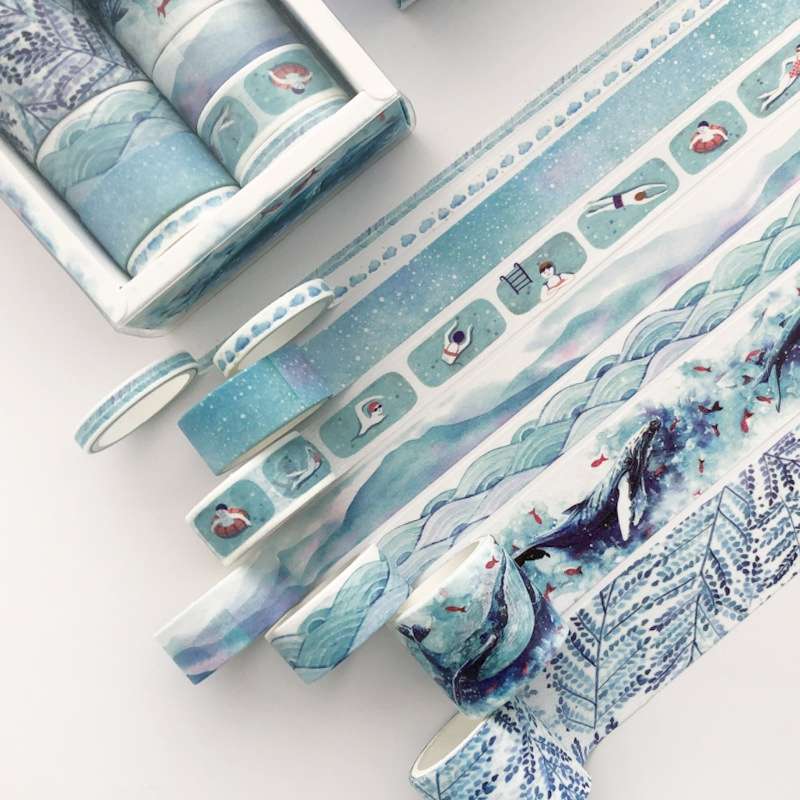 8 Roll / Box Paper Tape Basic Handbook Material Set Small Fresh Girl DIY Decorative Tape Antique Han