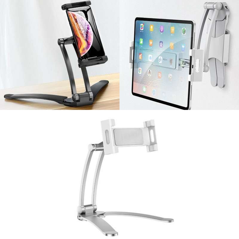 Multifunctional Mobile Phone Tablet Wall Hanging Desktop Aluminum Alloy Holder with Wall Base(Silver