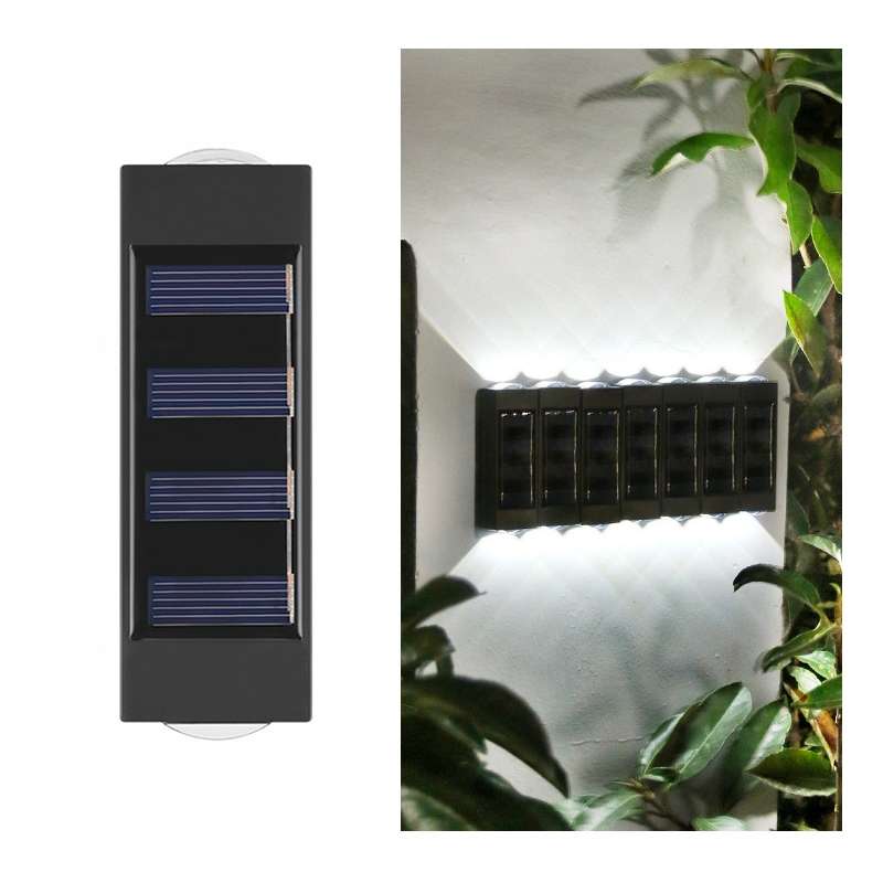 2LED NiMH Solar Wall Lamp Outdoor Waterproof Up And Down Double-headed Spotlights(Warm Light)