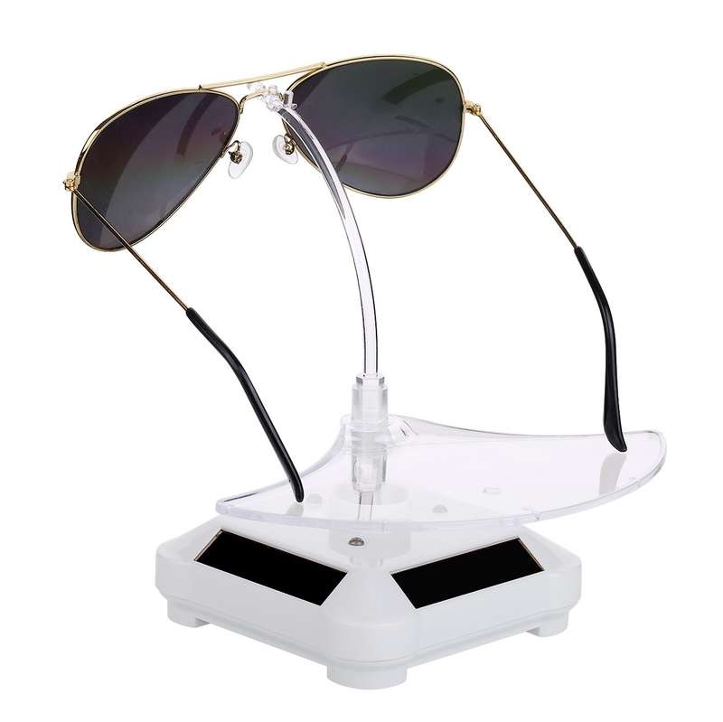 Solar 360 Degree Rotating Turntable Colorful Lights Glasses Display Stand(Black)