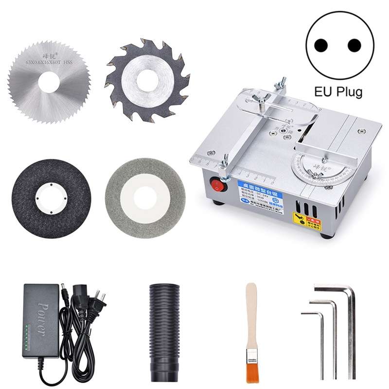 S3 96W Liftable Table Mini Table Saw Aluminum Cutting Machine,Spec: Silver High Match(EU Plug)