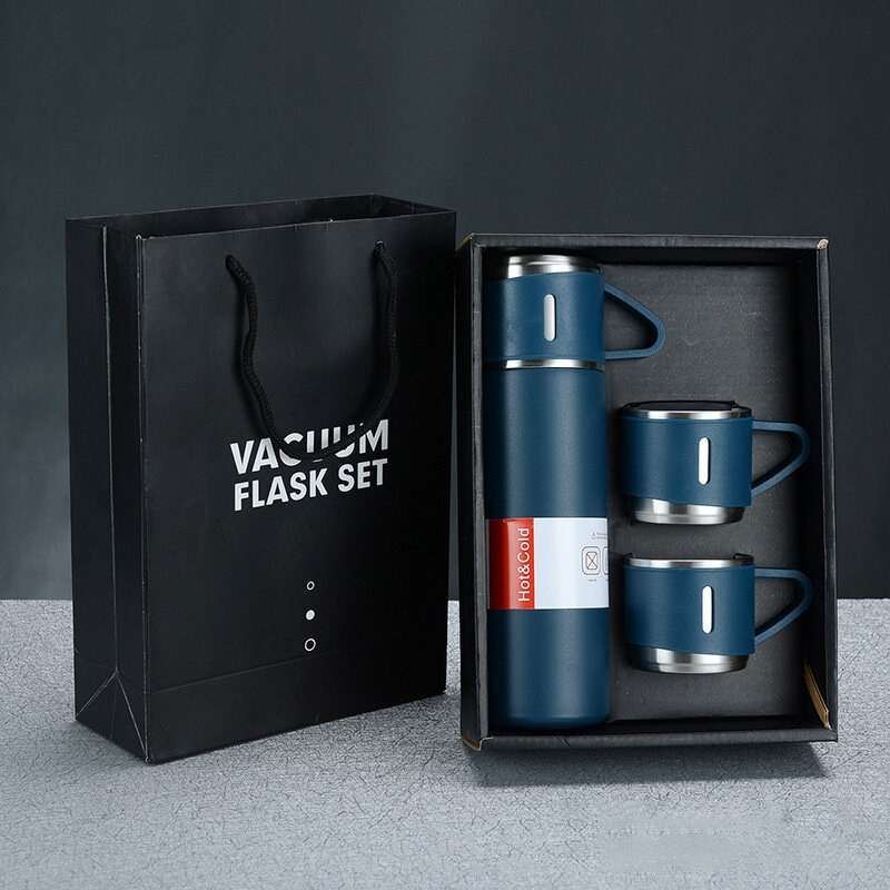 500ml 304 Stainless Steel Thermos Cup Portable Business Tea Cup,Spec: Gift Box Set(Green)