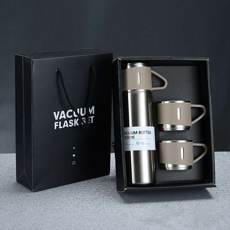 500ml 304 Stainless Steel Thermos Cup Portable Business Tea Cup,Spec: Gift Box Set(Green)