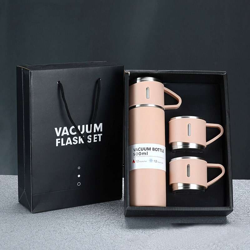 500ml 304 Stainless Steel Thermos Cup Portable Business Tea Cup,Spec: Gift Box Set(Green)