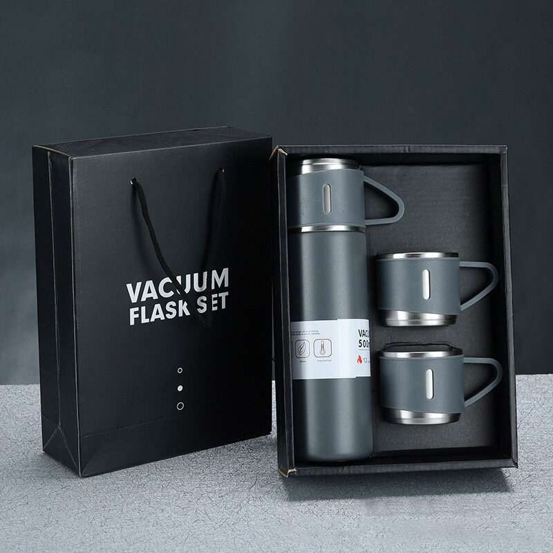 500ml 304 Stainless Steel Thermos Cup Portable Business Tea Cup,Spec: Gift Box Set(Green)