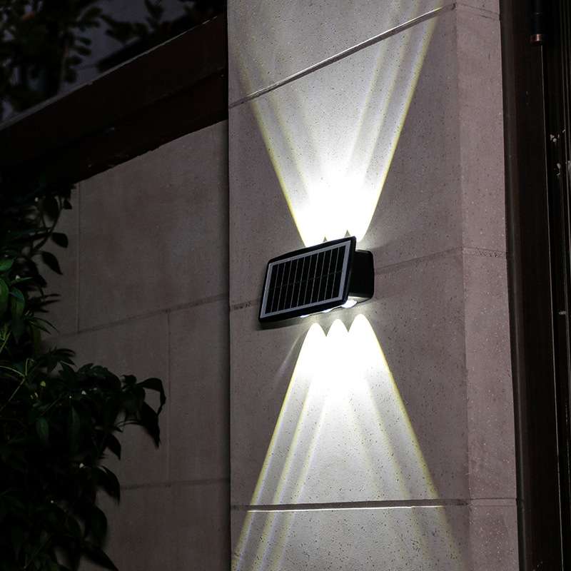 6LED Solar Wall Lamp Outdoor Waterproof Up And Down Double-headed Spotlights(Color Light)