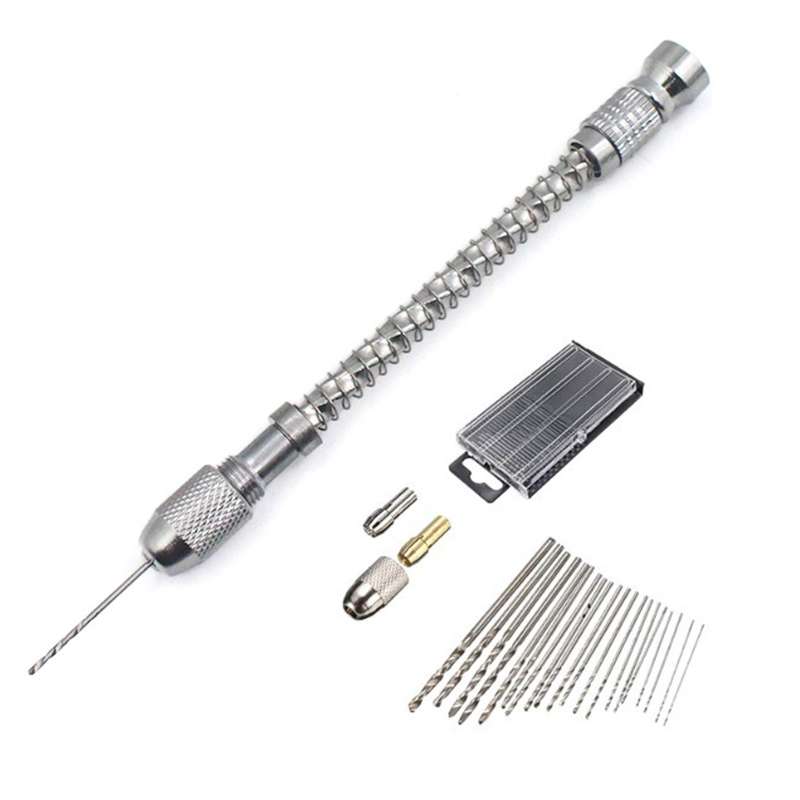 HIAIM Punch Semi-automatic Twist Drill Hand Drill Set, Specification:Hand Drills +0.3-1.6 Bits 20 PC