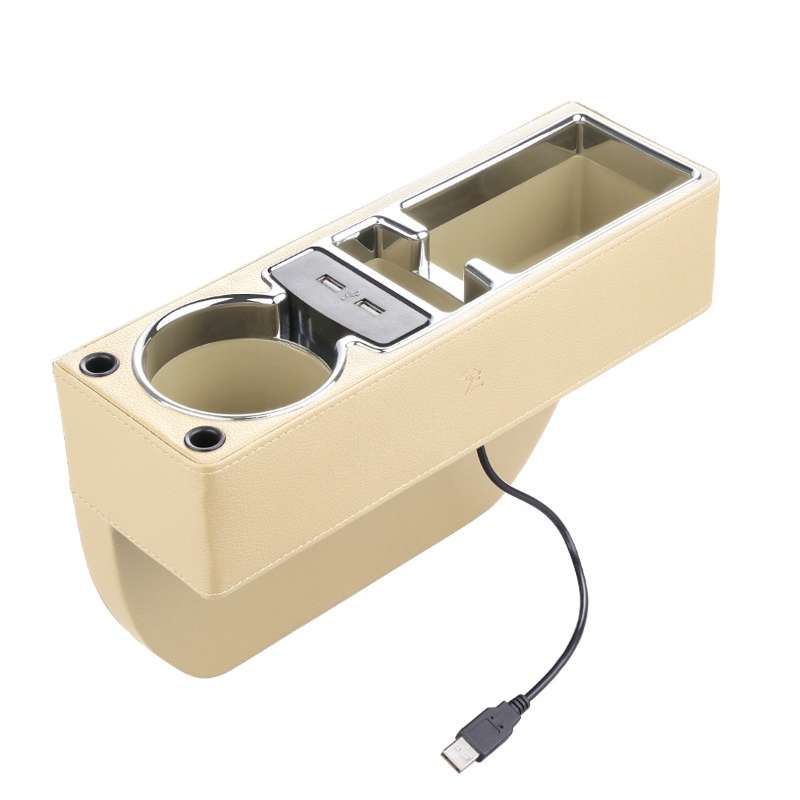 SUSISUN SNH010 Car Seat Gap Storage Box, Style:Positive Drive USB Charging(Black)