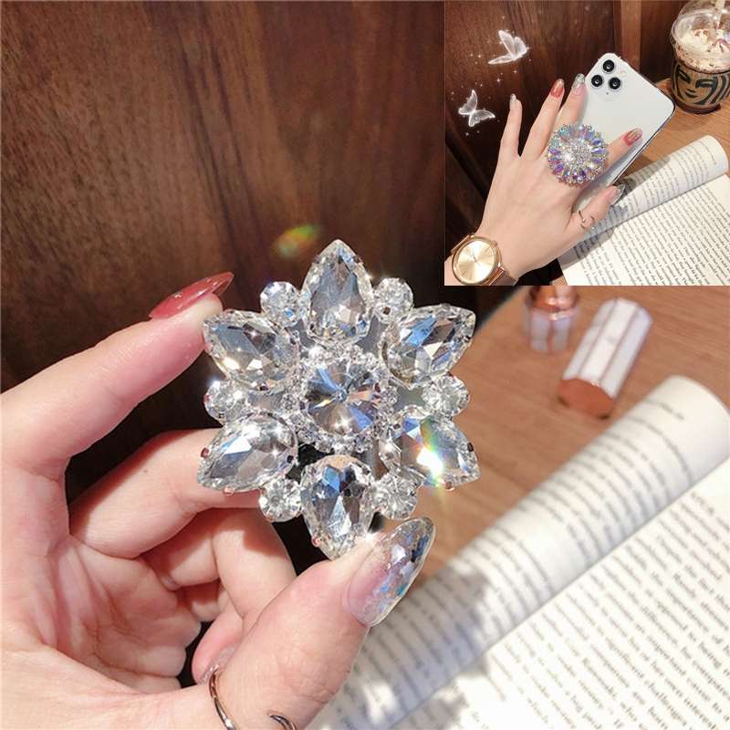 2 PCS Lazy Man Live Shooting Mobile Phone Rotating Ring Buckle Holder, Style:Big Diamond