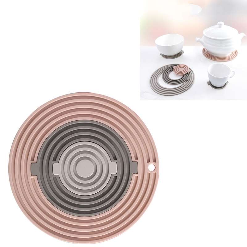 3 in 1 Round Silicone Heat Insulation Pad High Temperature Resistant Multifunctional Tableware Pad C