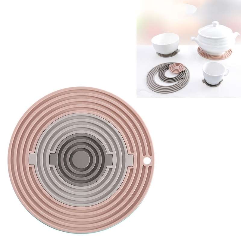 3 in 1 Round Silicone Heat Insulation Pad High Temperature Resistant Multifunctional Tableware Pad C