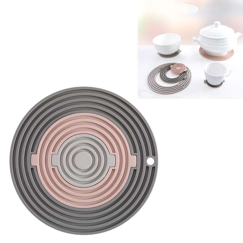 3 in 1 Round Silicone Heat Insulation Pad High Temperature Resistant Multifunctional Tableware Pad C