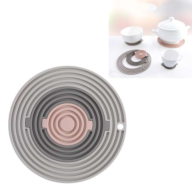 3 in 1 Round Silicone Heat Insulation Pad High Temperature Resistant Multifunctional Tableware Pad C