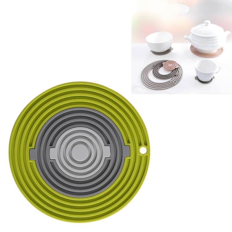 3 in 1 Round Silicone Heat Insulation Pad High Temperature Resistant Multifunctional Tableware Pad C