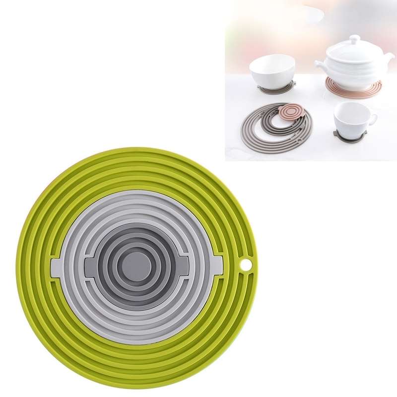 3 in 1 Round Silicone Heat Insulation Pad High Temperature Resistant Multifunctional Tableware Pad C