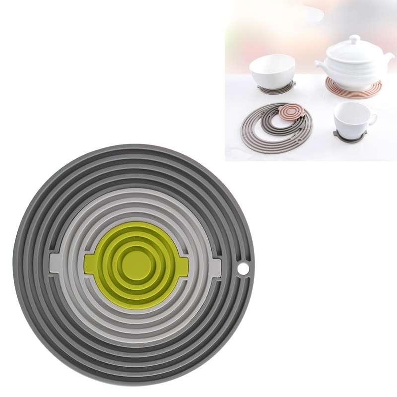 3 in 1 Round Silicone Heat Insulation Pad High Temperature Resistant Multifunctional Tableware Pad C