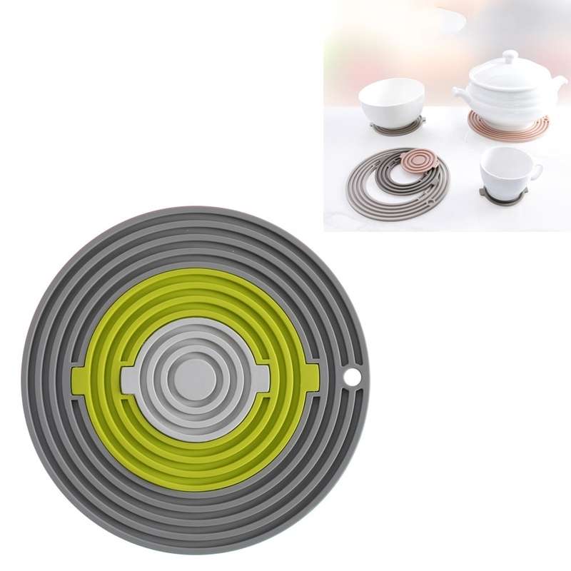 3 in 1 Round Silicone Heat Insulation Pad High Temperature Resistant Multifunctional Tableware Pad C