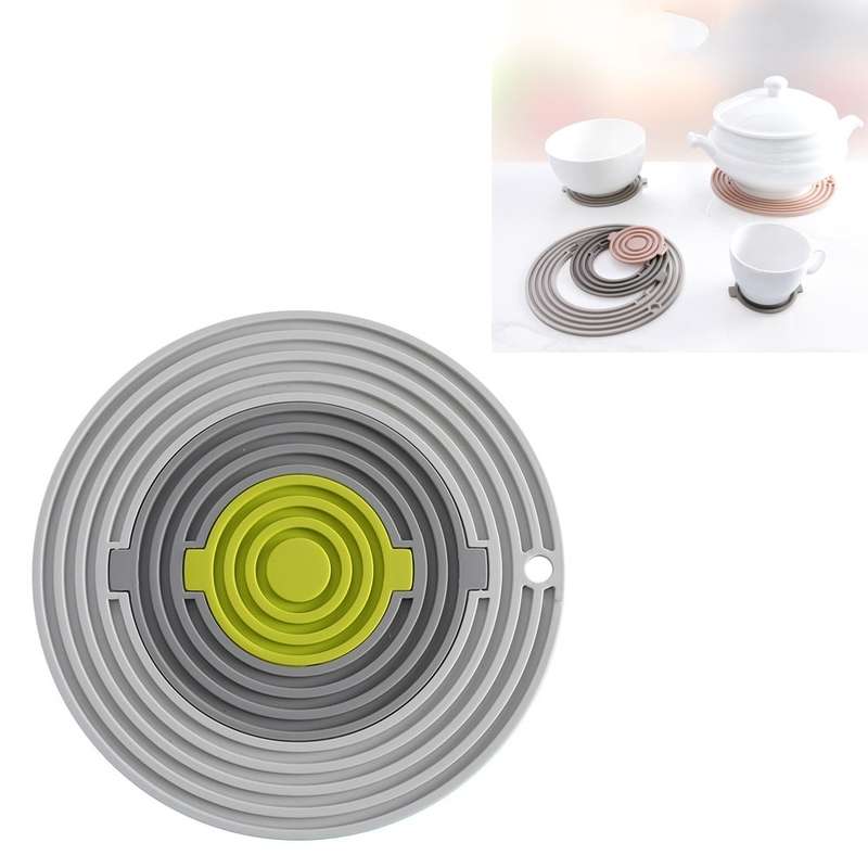 3 in 1 Round Silicone Heat Insulation Pad High Temperature Resistant Multifunctional Tableware Pad C