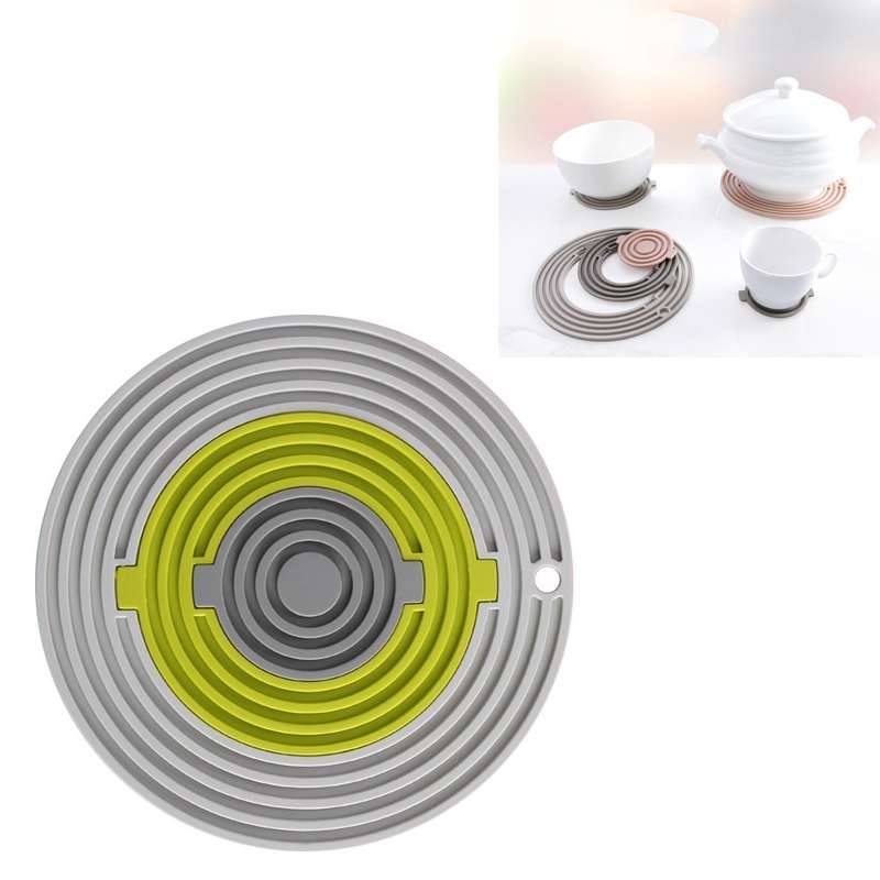 3 in 1 Round Silicone Heat Insulation Pad High Temperature Resistant Multifunctional Tableware Pad C