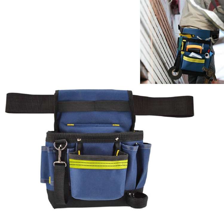 Electrician Maintenance Adjustable Multi-pocket Hardware Tool Belt Bag Multi-function Storage Bag(Bl