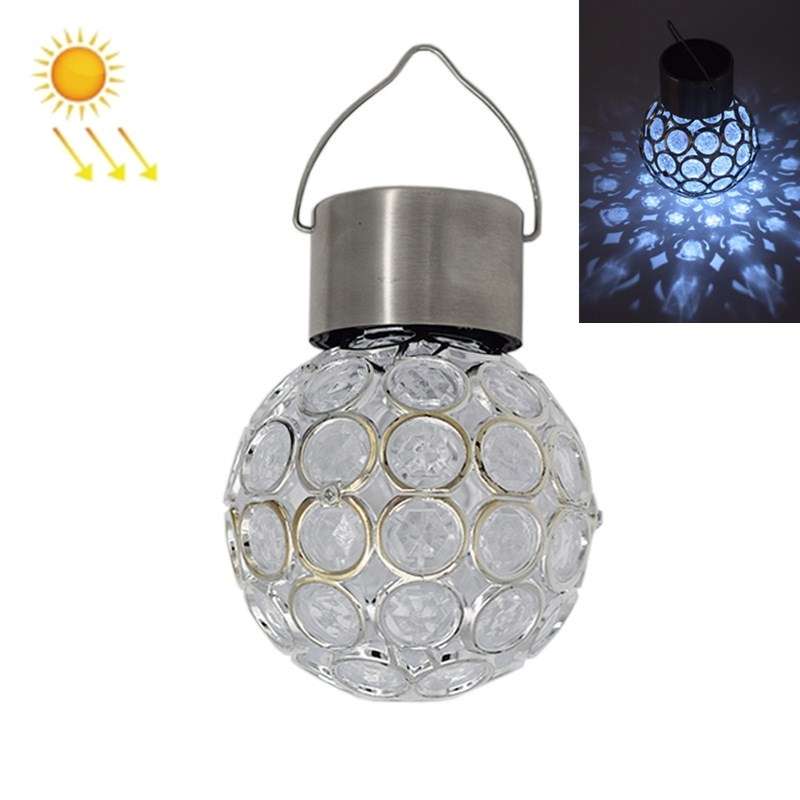 2 PCS Solar Hollow Ball Pendent Lamp Decorative Garden Light(White Light)