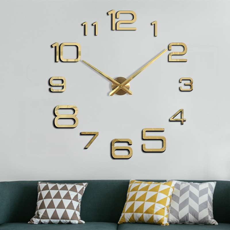 Acrylic Digital Wall Clock Home Living Room Wall Sticker Clock(Black)
