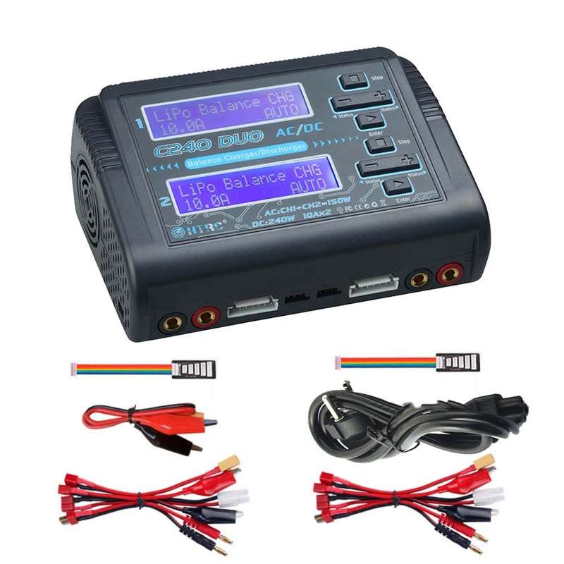 HTRC C240 Balanced Lithium Battery Charger Remote Control Airplane Toy Charger, Specification:EU Plu