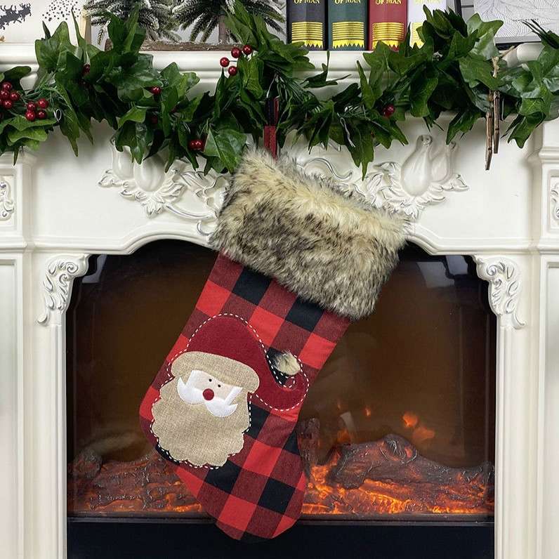 Christmas Ornaments Burlap Socks Candy Socks Gift Bag(Senior)