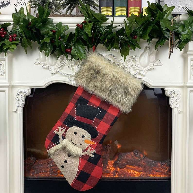 Christmas Ornaments Burlap Socks Candy Socks Gift Bag(Senior)