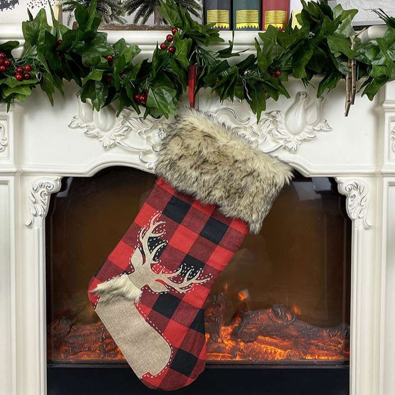Christmas Ornaments Burlap Socks Candy Socks Gift Bag(Senior)