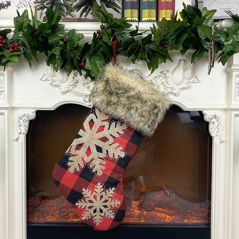 Christmas Ornaments Burlap Socks Candy Socks Gift Bag(Senior)
