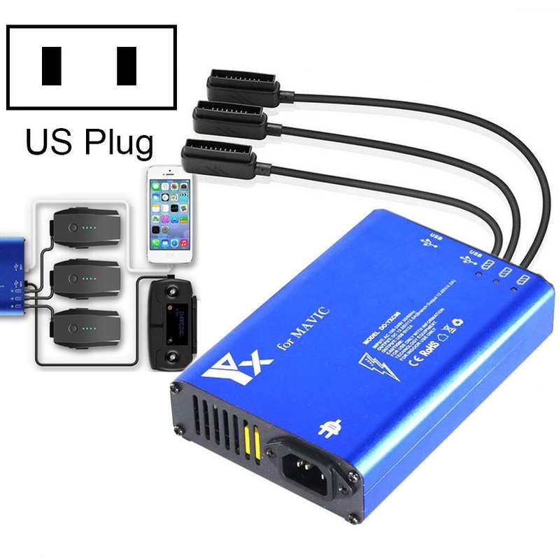 For DJI MAVIC Pro Aluminum Alloy 5 in 1 Hub Intelligent Battery Controller Charger, Plug Type:US Plu
