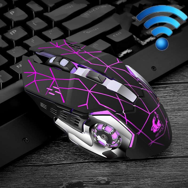 FREEDOM-WOLF X8 2400 DPI 6 Keys 2.4G Wireless Charging Silent Luminous Gaming Mechanical Mouse(Black