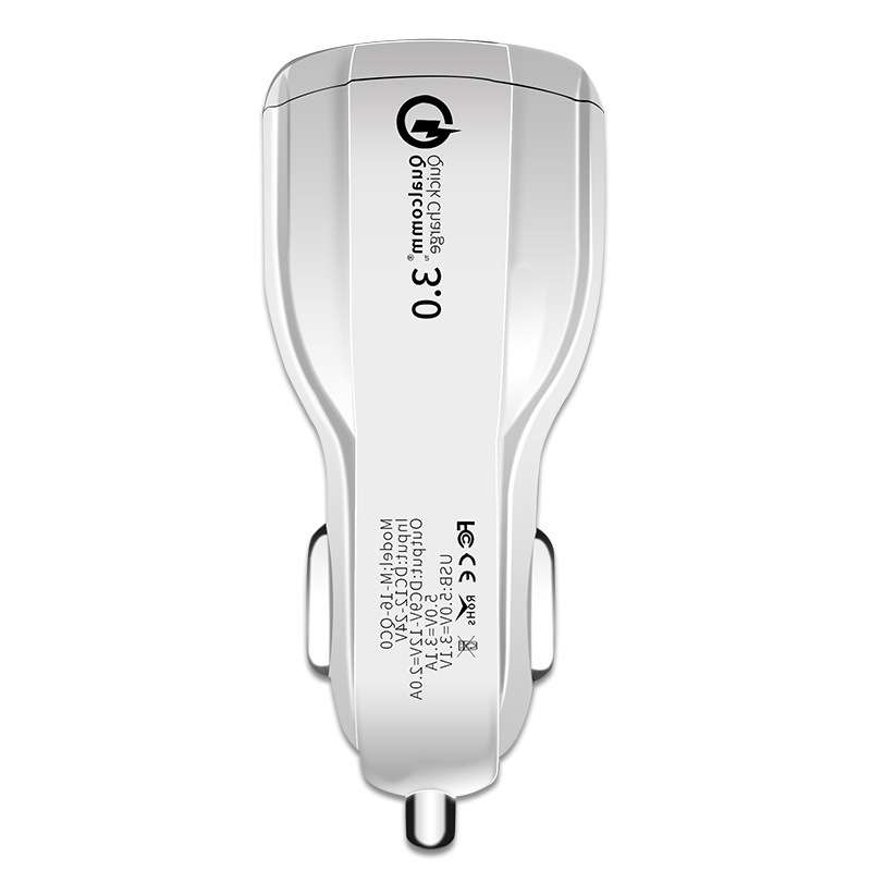 2 PCS QC3.0+3.1A Car Charger Dual USB 6A Halo Wine Bottle Fast Charge Car Charger(Classic White)