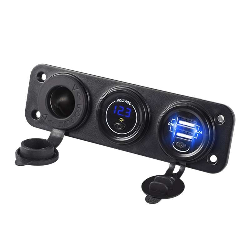 Car Mobile Phone Charger Multi-Port Fast Charging with Cigarette Lighter Multi-Function Digital Disp