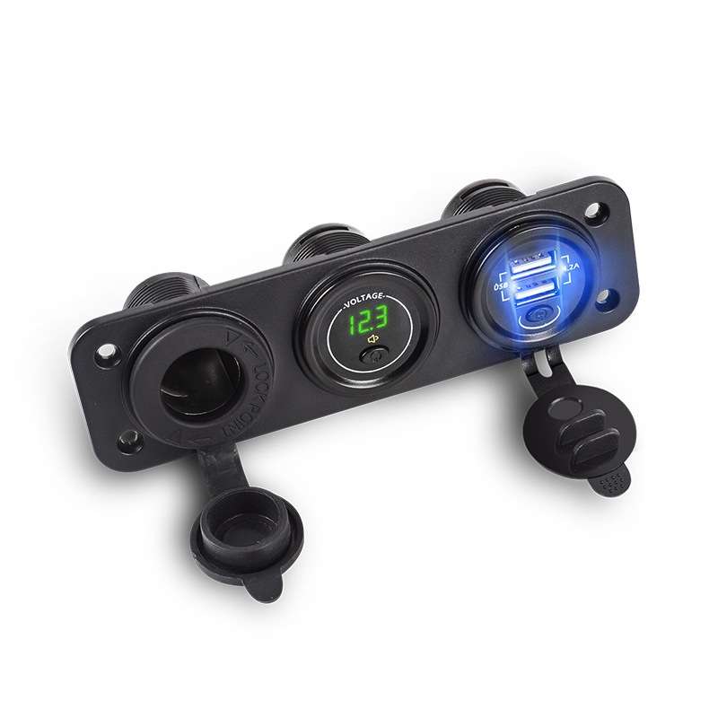 Car Mobile Phone Charger Multi-Port Fast Charging with Cigarette Lighter Multi-Function Digital Disp