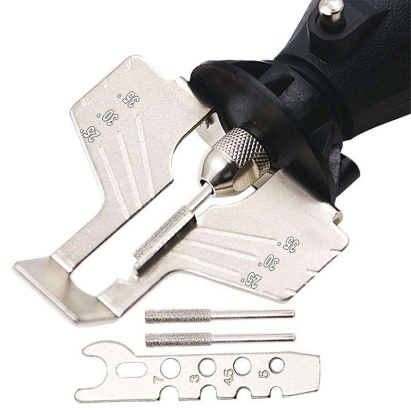 Outdoor Garden Sharpening Attachment Sawtooth Grinding Tool Electric Grinder(Black plastic + silver