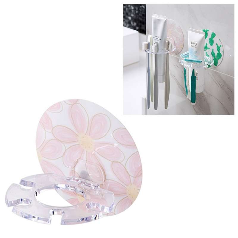 Plastic Toothbrush Holder Toothpaste Storage Tooth Brush Dispenser(Pink)