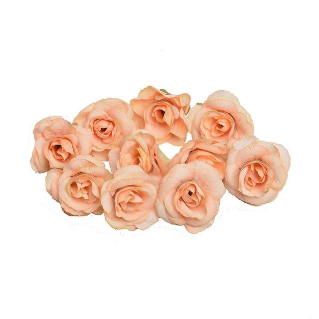 10 Sets 4cm Artificial Flower Silk Rose Flower Head for Wedding Party Home Decoration(Yellow)
