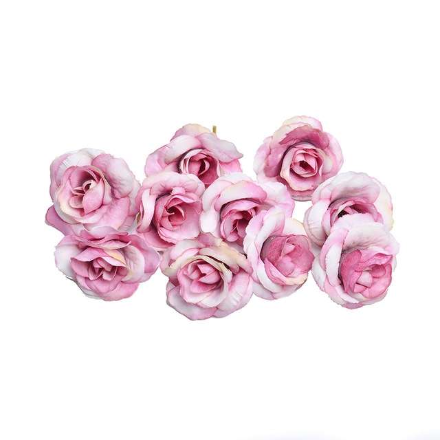 10 Sets 4cm Artificial Flower Silk Rose Flower Head for Wedding Party Home Decoration(Yellow)