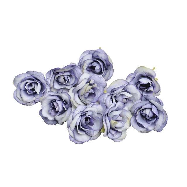10 Sets 4cm Artificial Flower Silk Rose Flower Head for Wedding Party Home Decoration(Yellow)
