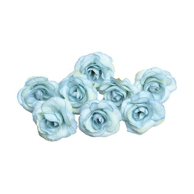 10 Sets 4cm Artificial Flower Silk Rose Flower Head for Wedding Party Home Decoration(Yellow)