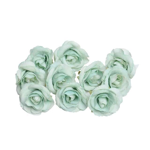 10 Sets 4cm Artificial Flower Silk Rose Flower Head for Wedding Party Home Decoration(Yellow)