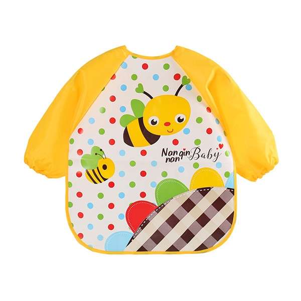 Baby Bibs Waterproof Long Sleeve Apron, Size:One Size(Blue Betterfly)