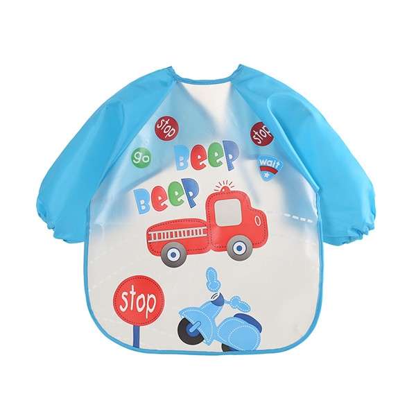 Baby Bibs Waterproof Long Sleeve Apron, Size:One Size(Blue Betterfly)