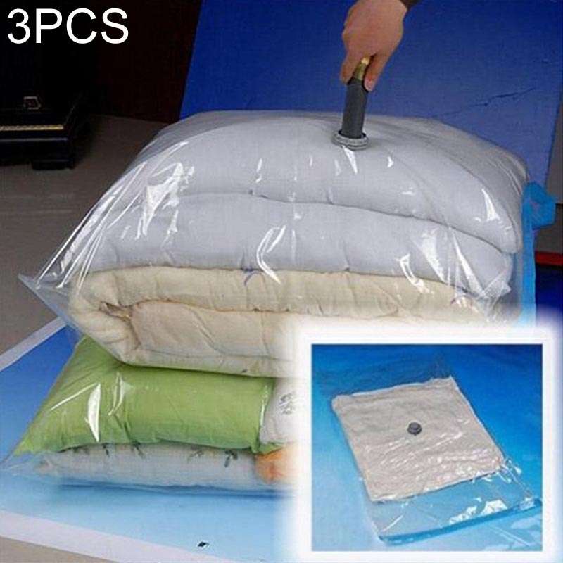 3 PCS Hot Vacuum Bag Storage Organizer Transparent Border Foldable Extra Large Seal Compressed Trave
