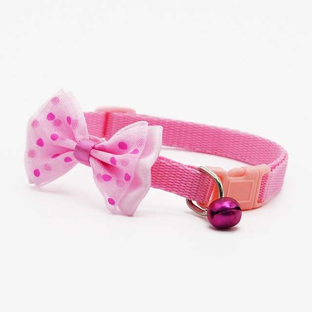 Adjustable Bow Knot Bell Collar Cat Dog Collars Pet Supplies(Red)
