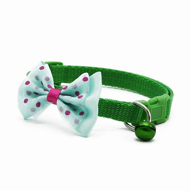 Adjustable Bow Knot Bell Collar Cat Dog Collars Pet Supplies(Red)