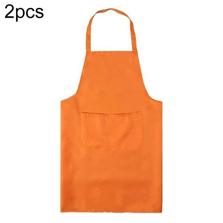 2PCS Kitchen Chef Aprons Cooking Baking Apron With Pockets(Orange)
